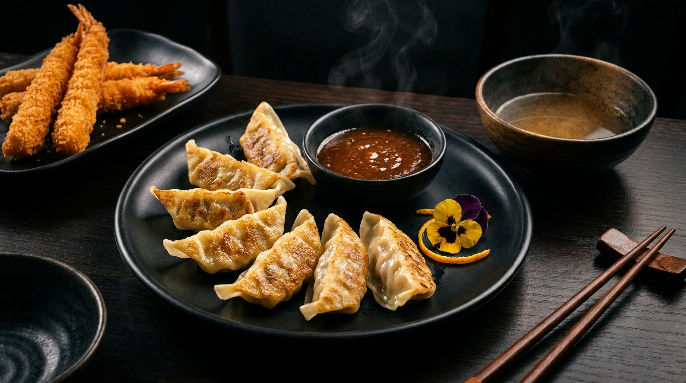 Gyoza y Camarones
